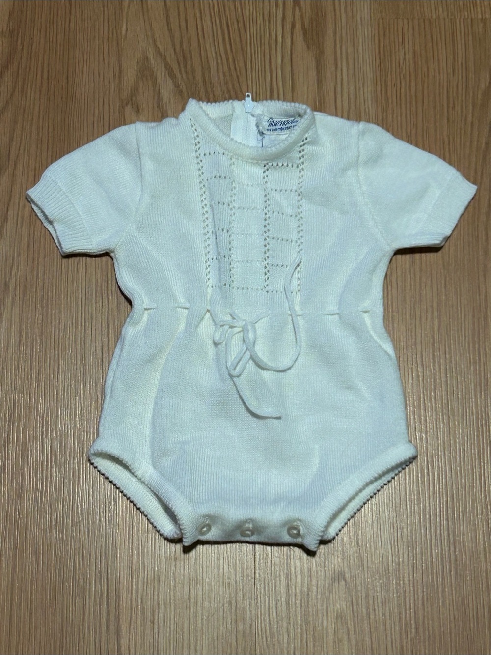 Carriage Boutique White Knit Baby Romper Outfit Shorts Vintage Newborn